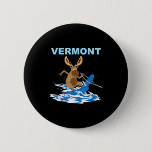 Vermont Water Skiing Moose Moose Lake Vacation 6 Cm Round Badge