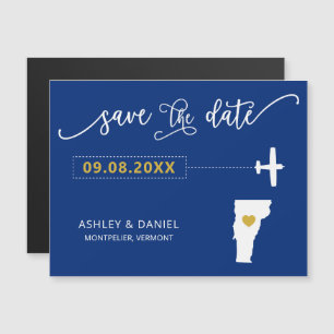 Vermont Wedding Save the Date Card, Map Magnetic Invitation