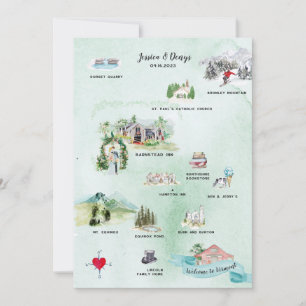 Vermont Wedding Weekend Itinerary Map Invitation