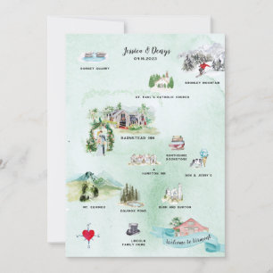 Vermont Wedding Weekend   Itinerary Map Invitation