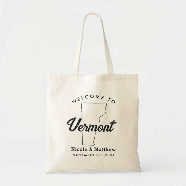Vermont Wedding Welcome Minimalist Elegant Tote Bag (Front)