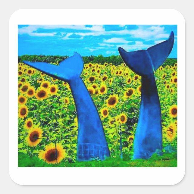 Vermont Whale Tails with Sunflowers Sticker (Front)