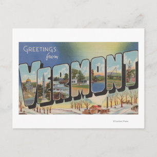 Vermont (Winter Scene) - Large Letter Scenes Postcard
