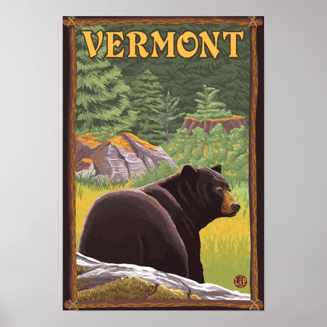 VermontBlack Bear in Forest Poster (Front)