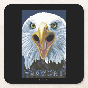 VermontEagle Up Close Square Paper Coaster