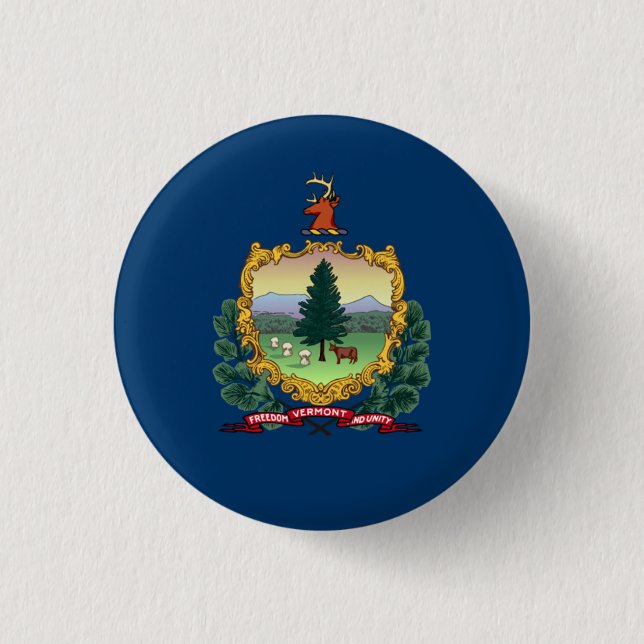 Vermonter Flag, Flag of Vermont 3 Cm Round Badge (Front)