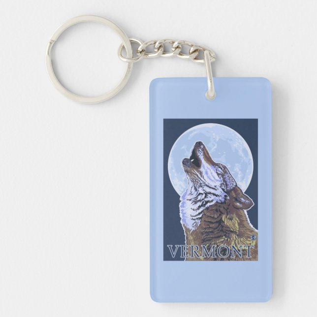 VermontHowling Wolf Key Ring (Front)
