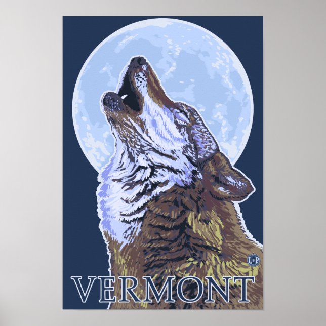 VermontHowling Wolf Poster (Front)