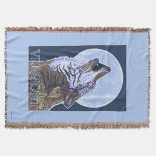 VermontHowling Wolf Throw Blanket