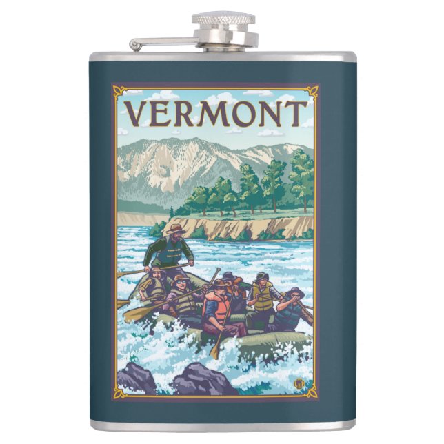 VermontRiver Rafting Scene Hip Flask (Front)