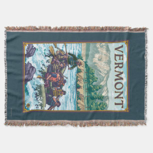 VermontRiver Rafting Scene Throw Blanket