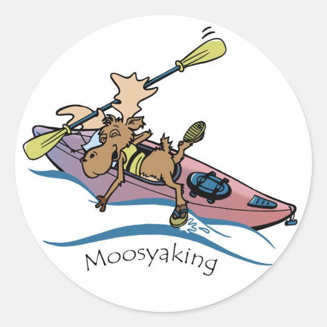 Vermoosin' Da Yak Vermont Moose kayaking Classic Round Sticker (Front)