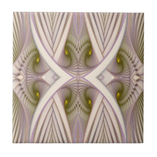 Vernal Equinox Purple and White Abstract Pattern Ceramic Tile