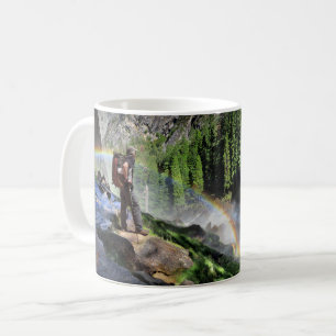 Vernal Fall Hiker and Rainbow Detail - Yosemite Coffee Mug