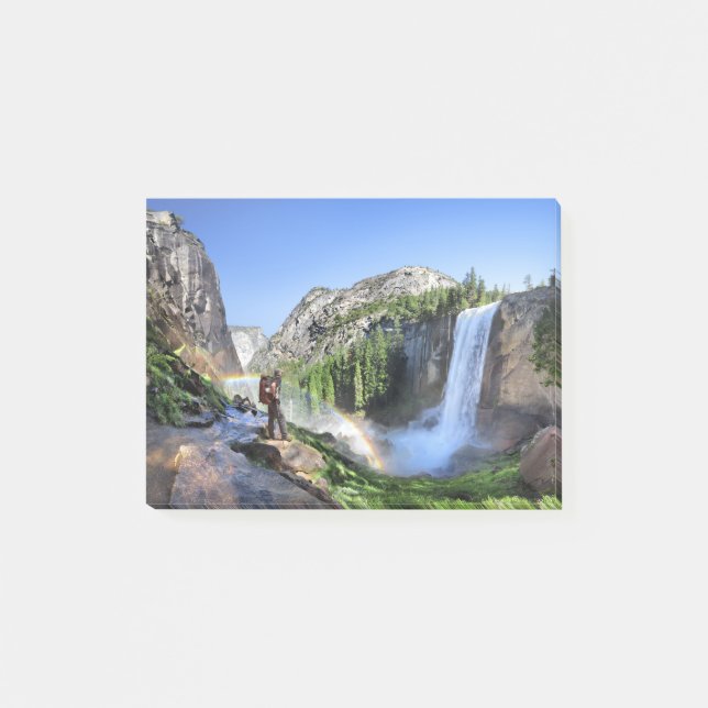 Vernal Fall Hiker and Rainbow - Yosemite Post-it Notes (Front)