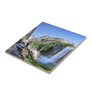 Vernal Fall Hiker and Rainbow - Yosemite Tile