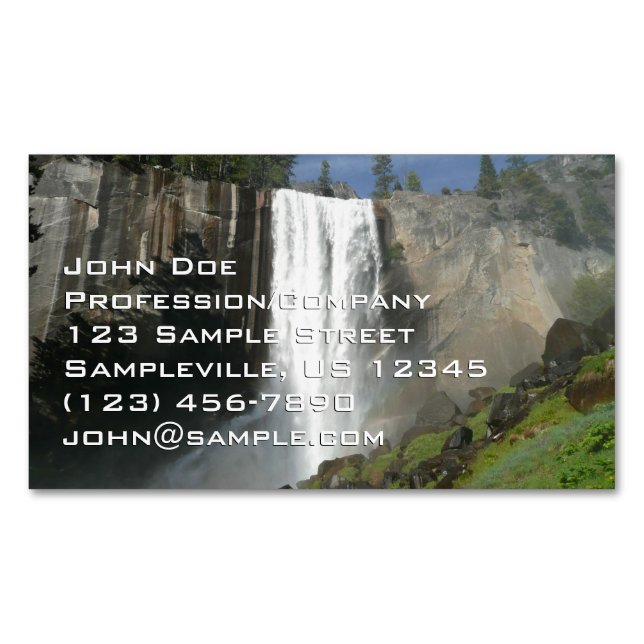 Vernal Falls I in Yosemite National Park Magnetic Business Card (Front)
