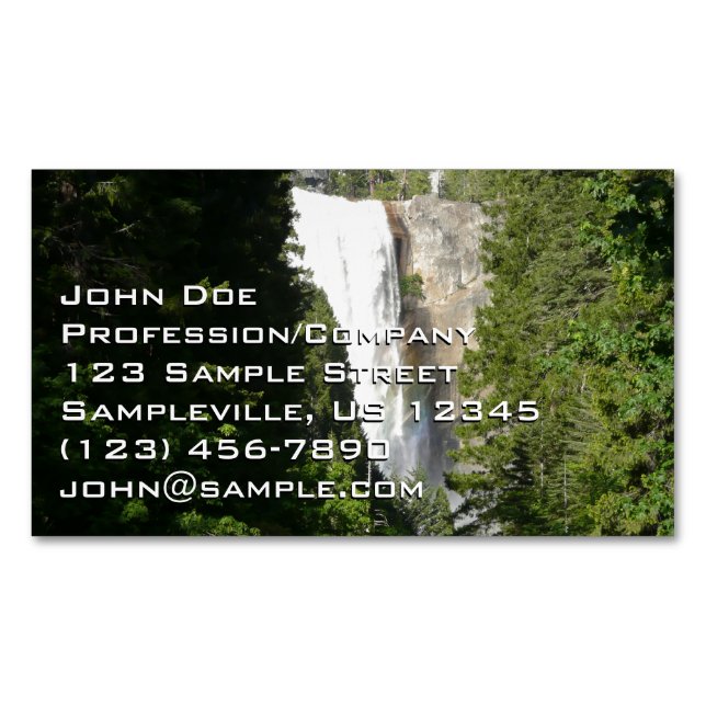 Vernal Falls II in Yosemite National Park Magnetic Business Card (Front)