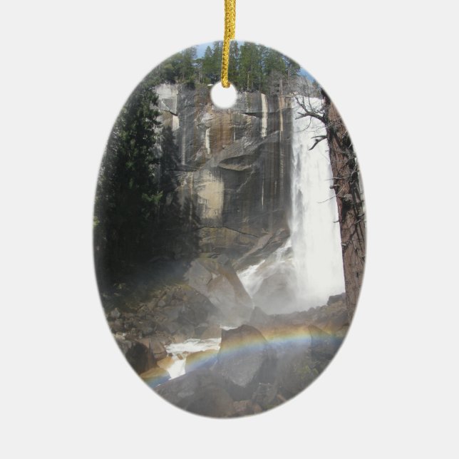 Vernal Falls Rainbow -Yosemite Ceramic Tree Decoration (Front)