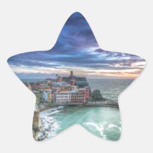 Vernazza at sunset, Italy Star Sticker