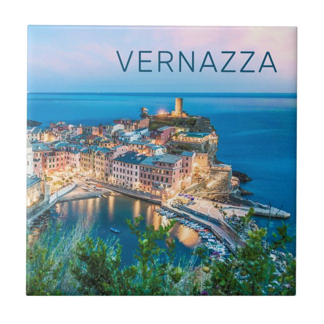 Vernazza Cinque Terre La Spezia Italy Panorama Ceramic Tile (Front)
