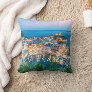 Vernazza Cinque Terre La Spezia Italy Panorama Cushion