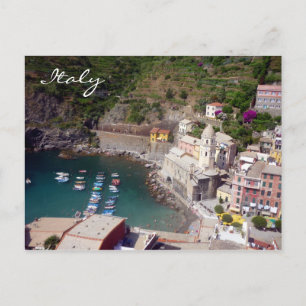 vernazza harbour italy postcard