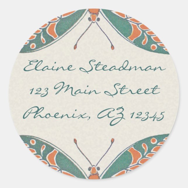 Verneuil  Art Nouveau Butterfly Address Labels (Front)