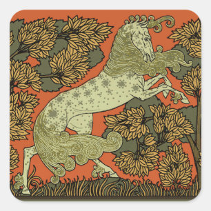 Verneuil Art Nouveau Horse: Vintage Equestrian Square Sticker