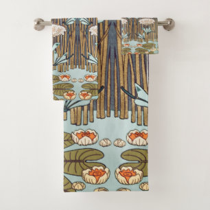 Verneuil Dragonfly Water Lily Art Nouveau: Vintage Bath Towel Set