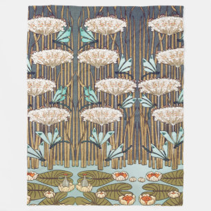 Verneuil Dragonfly Water Lily Art Nouveau: Vintage Fleece Blanket