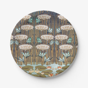 Verneuil Dragonfly Water Lily Art Nouveau: Vintage Paper Plate