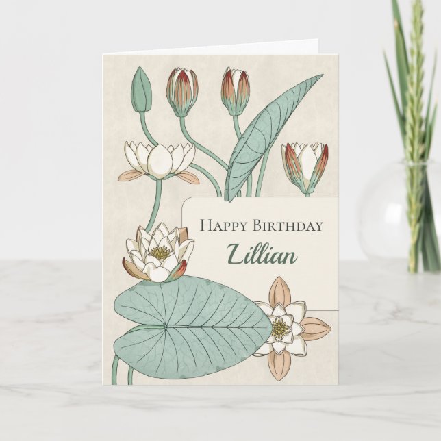 Verneuil Water lily 1896 CC1201 Floral birthday Card (Front)