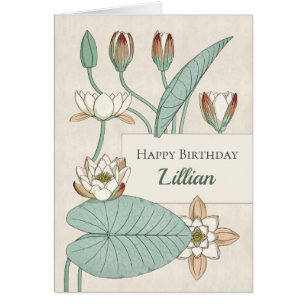 Verneuil Water lily 1896 Floral birthday card
