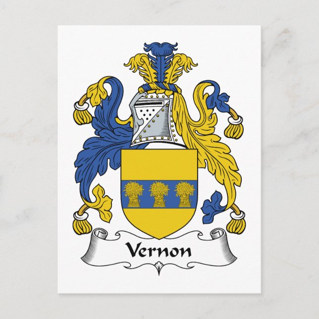 Vernon Family Crest Postcard (Front)