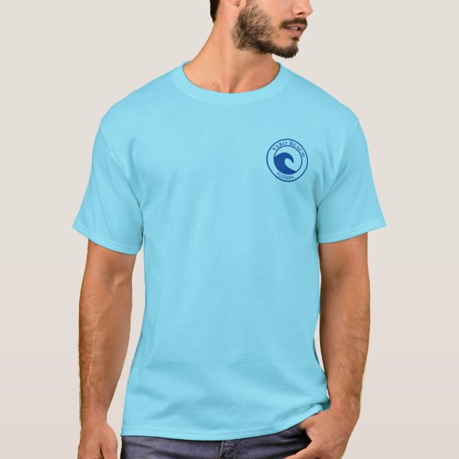 Vero Beach Blue Ocean Wave Circle Design T-Shirt (Front)