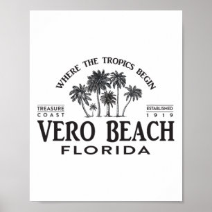 Vero Beach Fl Where The Tropics Begin Souvenir  Poster