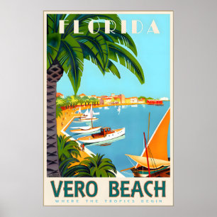 Vero Beach Florida Atlantic Tropical Travel Poster