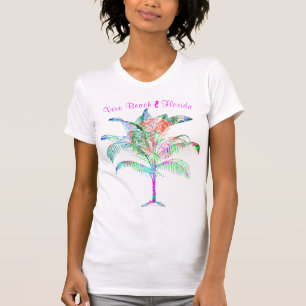 Vero Beach Florida Colourful Pretty Palm Tree T-Sh T-Shirt