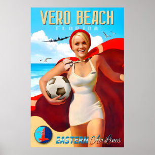 Vero Beach Florida Eastern Air Lines New Travel Poster