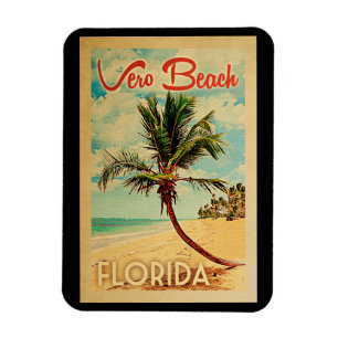 Vero Beach Florida Palm Tree Beach Vintage Travel Magnet
