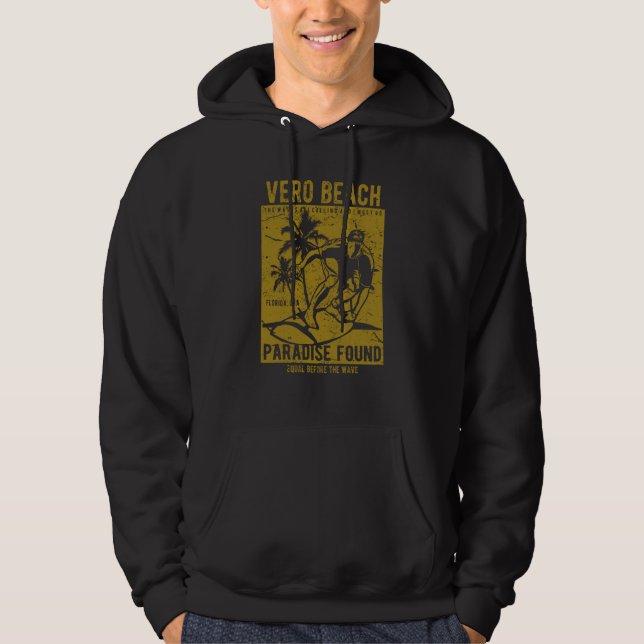 Vero Beach Florida Retro Distressed Style Souvenir Hoodie (Front)