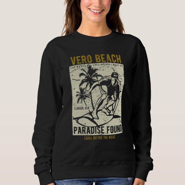 Vero Beach Florida Retro Distressed Style Souvenir Sweatshirt (Front)