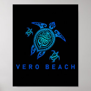 Vero Beach Florida Sea Blue Tribal Turtle Poster