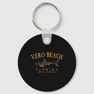 Vero Beach Florida Shark Retro Arched Orange Lette Key Ring