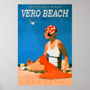 Vero Beach Florida Travel Repro Poster Beach Retro