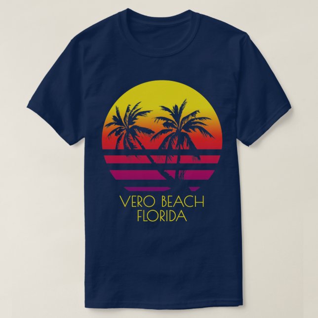 Vero Beach Florida Tropical Palm Trees Sunset Vaca T-Shirt (Design Front)