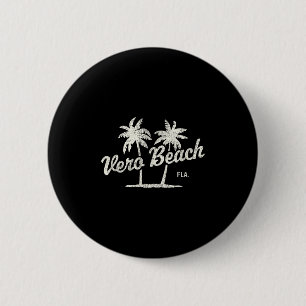 Vero Beach Florida Vintage 70s Palm Trees Graphic 6 Cm Round Badge