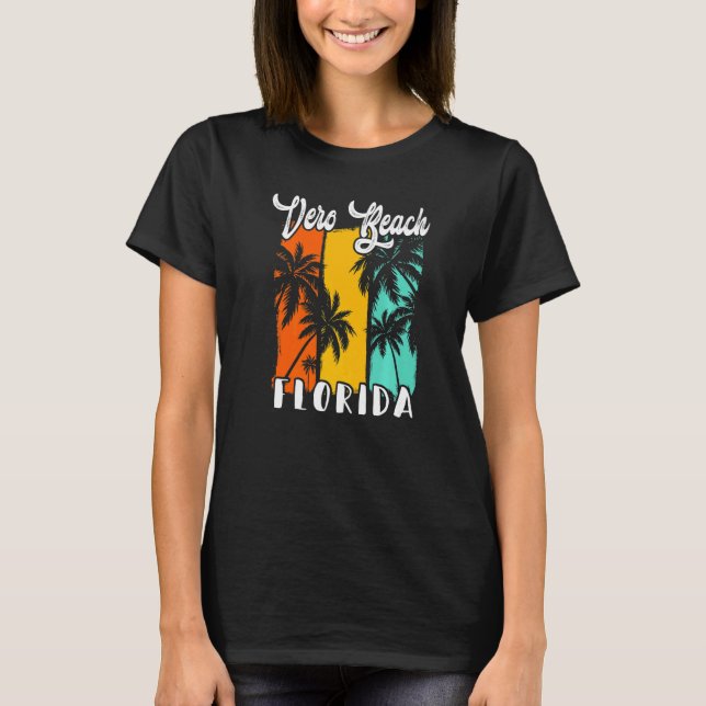 Vero Beach Palm Trees Beach Florida Retro Vacation T-Shirt (Front)
