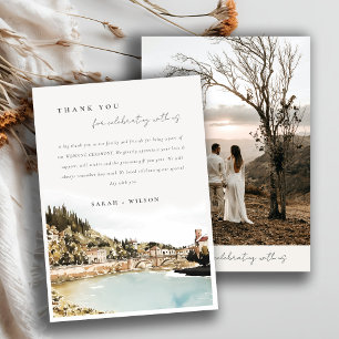 Verona Adige River Italy Watercolor Photo Wedding Thank You Card